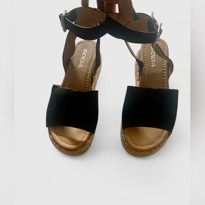 💕 Soda black wedge espadrilles size 6.5 shoes Flatform minimalist goth